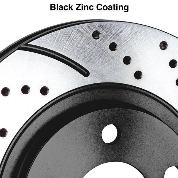 CB-33168 Premium Cross-Drilled & Slotted Brake Rotors (Black Zinc Coating) - Front Only 327573715 фото